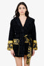 Versace Black/Yellow Baroque-Printed Belted Robe Size M
