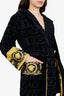 Versace Black/Yellow Baroque-Printed Belted Robe Size M