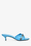 Balenciaga Blue Leather Cagole Kitten Heels Size 37