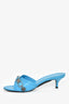 Balenciaga Blue Leather Cagole Kitten Heels Size 37