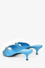 Balenciaga Blue Leather Cagole Kitten Heels Size 37