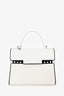 Delvaux White/Black Leather Tempete MM with Strap