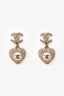 Pre-Loved Chanel™ 2022 Gold Tone Metal Crystal/Faux Pearl Embellished Heart Earrings