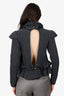 Ganni Grey Wool Ruffle Detailed Open Back Top Size S