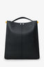 Fendi Black Grained Leather Peekaboo X-Lite Tote With Strap