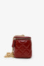 Pre-Loved Chanel™ Red Lambskin Quilted Small Pillow Crush Vanity Case With Chain