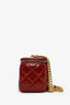 Pre-Loved Chanel™ Red Lambskin Quilted Small Pillow Crush Vanity Case With Chain