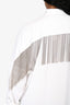 Brunello Cucinelli White/Silver Beaded Fringe Embellished Button Up Shirt Size XS