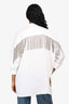 Brunello Cucinelli White/Silver Beaded Fringe Embellished Button Up Shirt Size XS