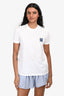 Prada 2018 White Logo Patched Button Shoulder Short Sleeve T-Shirt Estimated Size XS
