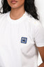 Prada 2018 White Logo Patched Button Shoulder Short Sleeve T-Shirt Estimated Size XS