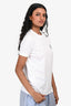 Prada 2018 White Logo Patched Button Shoulder Short Sleeve T-Shirt Estimated Size XS