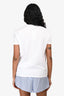 Prada 2018 White Logo Patched Button Shoulder Short Sleeve T-Shirt Estimated Size XS