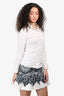 Pre-Loved Chanel™ 2014 Cream Faux Pearl Button Up High Neck Long Sleeve Top Size 34