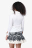Pre-Loved Chanel™ 2014 Cream Faux Pearl Button Up High Neck Long Sleeve Top Size 34