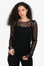 Gucci Black Sheer GG Monogram Long Sleeve Top Size XS