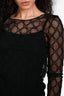 Gucci Black Sheer GG Monogram Long Sleeve Top Size XS