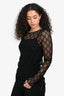 Gucci Black Sheer GG Monogram Long Sleeve Top Size XS