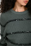 Brunello Cucinelli Green Sequin Embellished Cropped Sweater Size S