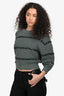 Brunello Cucinelli Green Sequin Embellished Cropped Sweater Size S