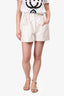 Pre-Loved Chanel™ 2023 White Coated Aged Leather High Waisted Shorts Size 36
