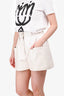 Pre-Loved Chanel™ 2023 White Coated Aged Leather High Waisted Shorts Size 36