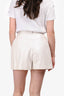 Pre-Loved Chanel™ 2023 White Coated Aged Leather High Waisted Shorts Size 36
