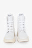Prada White Canvas High Top Lace Up Boots Size 36.5