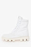 Prada White Canvas High Top Lace Up Boots Size 36.5