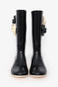 Pre-Loved Chanel™ Black Camellia Flower Embellished Rain Boots Size 36