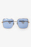 Gucci Gold Tone Metal Chain/Star Detailed Square Framed Sunglasses