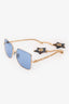Gucci Gold Tone Metal Chain/Star Detailed Square Framed Sunglasses