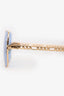 Gucci Gold Tone Metal Chain/Star Detailed Square Framed Sunglasses