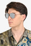 Christian Dior Silver Tone Metal Reflective Aviator Sunglasses