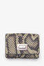 Fendi Green Elaphe Snakeskin Leather Micro Trifold Compact Wallet