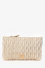 Miu Miu Gold Metallic Matelasse Zip Pouch + Eye Mask Travel Sets