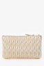 Miu Miu Gold Metallic Matelasse Zip Pouch + Eye Mask Travel Sets
