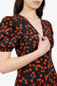 Staud Red Floral Printed Silk 'Milla' Print Mini Dress Size 2