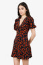 Staud Red Floral Printed Silk 'Milla' Print Mini Dress Size 2
