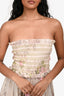 Rococo Sand Pink/Green Strapless Floral Slit Maxi Dress Size S