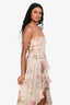 Rococo Sand Pink/Green Strapless Floral Slit Maxi Dress Size S