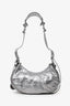 Balenciaga Silver Metallic Leather Studded 'Cagole' Shoulder Bag