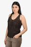 Max Mara Brown Embellished Sleeveless Top Size 38