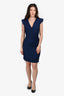 Maje Blue Pleated Sleeveless Midi Dress Size 2