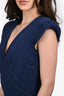 Maje Blue Pleated Sleeveless Midi Dress Size 2