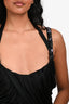 Blumarine Black Draped Embellished Sleeveless Midi Dress Size 38