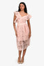 Self Portrait Pink Lace Ruffle Sleeve Mini Dress Size 2