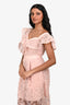 Self Portrait Pink Lace Ruffle Sleeve Mini Dress Size 2