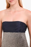 Carolina Herrera Blue/Metallic Strapless Bow Detail Midi Dress Size 2