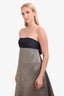 Carolina Herrera Blue/Metallic Strapless Bow Detail Midi Dress Size 2